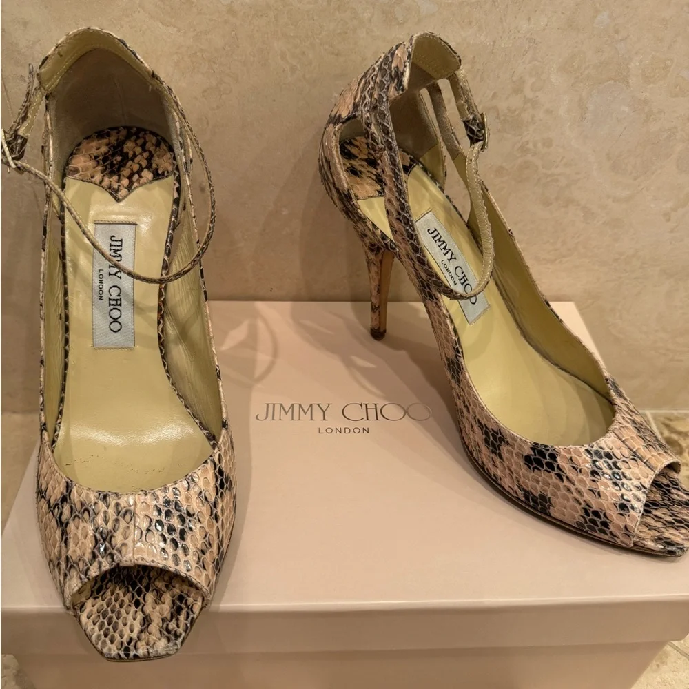 Jimmy Choo Pink Python Snake Skin Shoes - Picture 1 of 6